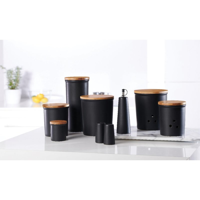 Ritzenhoff & Breker pot de rangement Jasper, noir, 200 ml, grès avec couvercle bambou